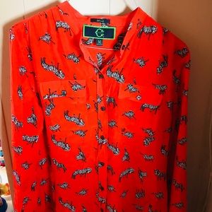 Red C Wonder 100%Silk Button down Shirt Medium